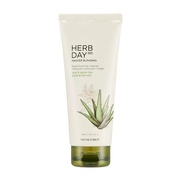 The Face Shop Herb Day 365 Master Blending Cleansing Cream Aloe & Green Tea | Formulated with Fresh Aloe & Green Tea Extract for Skin Hydrating & Soothing | Oil Enriched & Naturally Derived, 5.7 Fl Oz