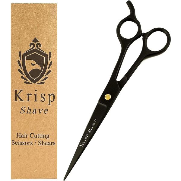 Professional Hair Cutting Scissors - Krisp Shave Japanese Stainless Steel Salon Barber Scissor (7 Inch) - Shears for Men's Beard Mustache Women Kids Pets Haircut All Purpose Shear, KSP-786