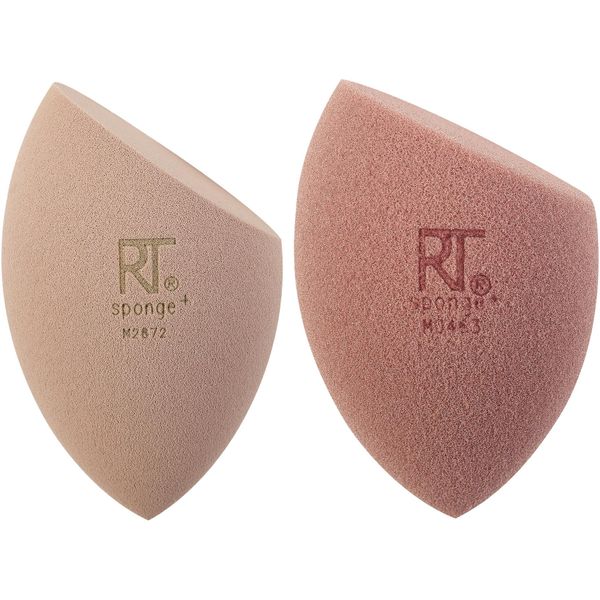 Real Techniques New Nudes Real Reveal Sponge Duo, Makeup Blending Sponges For Foundation, For Dewy Or Matte Makeup, Offers Light, Medium, Or Full Coverage, Latex-Free Foam, 2 Piece Set