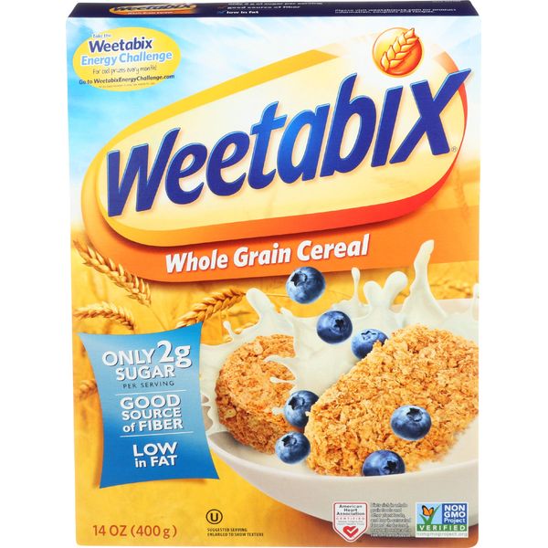 Weetabix Whole Grain Cereal Biscuits, Non-GMO Project Verified, Heart Healthy, Kosher, Vegan, 14 Oz Box