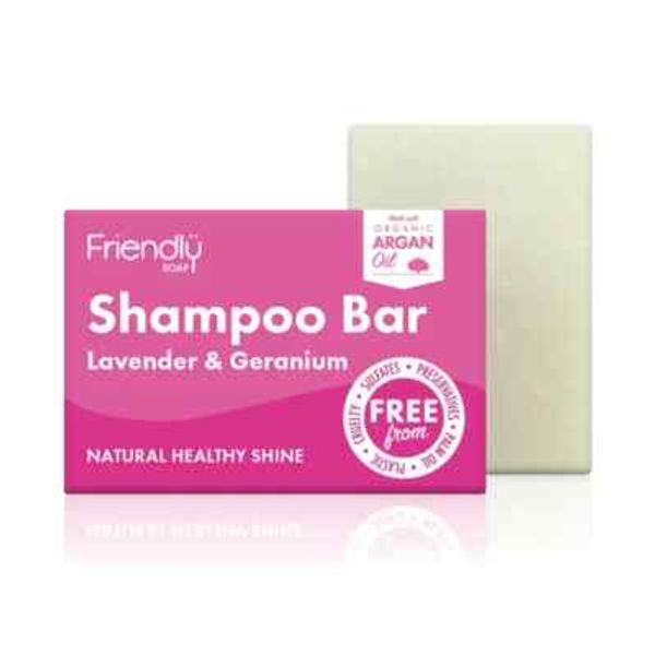 Friendly Soap: Shampoo Bar Lavender & Geranium Natural (3.35 oz) Made in UK