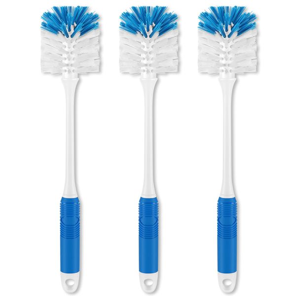 YeuDeuy Long Handle Bottle Brush, Bottle Brush Cleaner with Durable Bristles for Water Bottles, Glasswares, Mugs, Thermoses, Baby Bottles, Blue 3 Pack