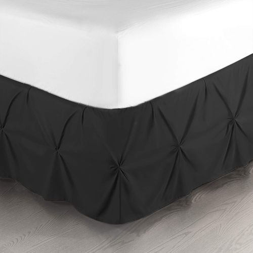 Nestl Black Microfiber Pinch Pleat Cal King Bed Skirt, 14" Drop, 72" x 84" (California King Size)