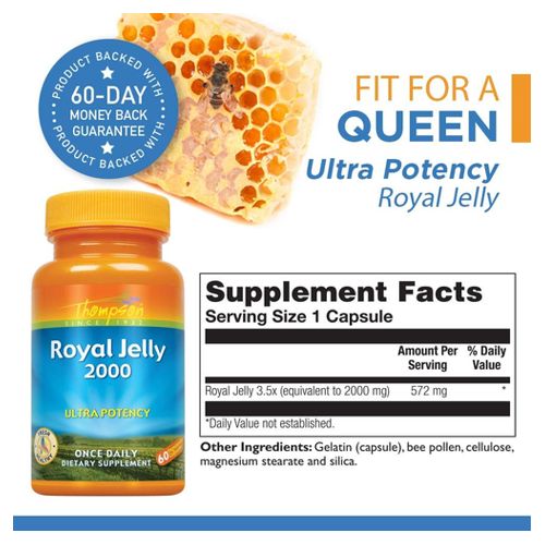 Thompson Adult Royal Jelly 2000mg 60 Veggie Capsules