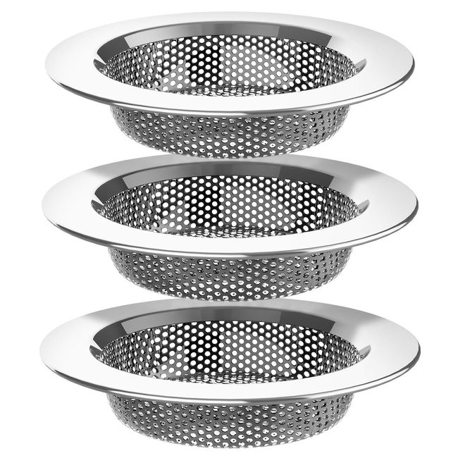 MR.SIGA Kitchen Sink Strainer, Stainless Steel Sink Drain Strainer, Dishwasher Safe, Pack of 3