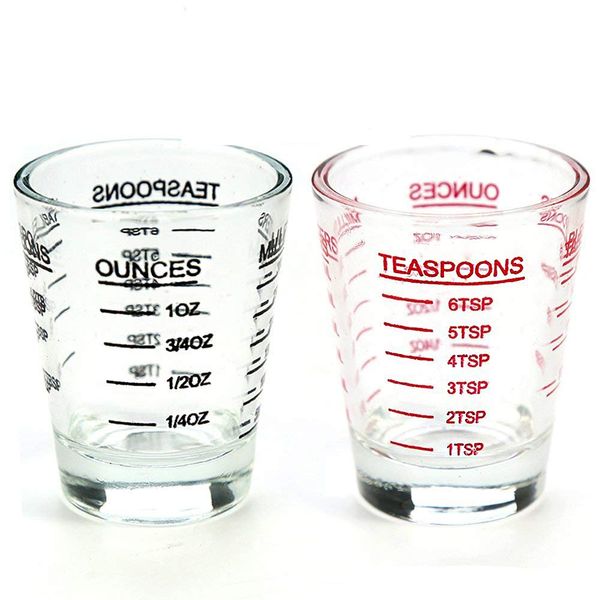 NCnnwovf Shot Glasses Measuring cup Liquid Heavy Glass Wine Glass Espresso Shot Glass 26-Incremental Measurement 1oz, 6 Tsp, 2 Tbs, 30ml Black and Red …