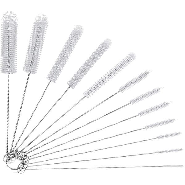 Bottle Brush,12 Pcs Bottle Cleaning Brushes,Nylon Bottle Pipe Cleaner Set for Bottle Glasses Straw Cleaning,Bottle Cleaning Brushes, Tube Brush, Kettle Spout Brushed, Straw Brush, Nylon Bottle(White)