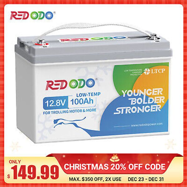 Redodo 12V 100Ah Lithium Battery with Low Temperature Cut-off Protection & BMS