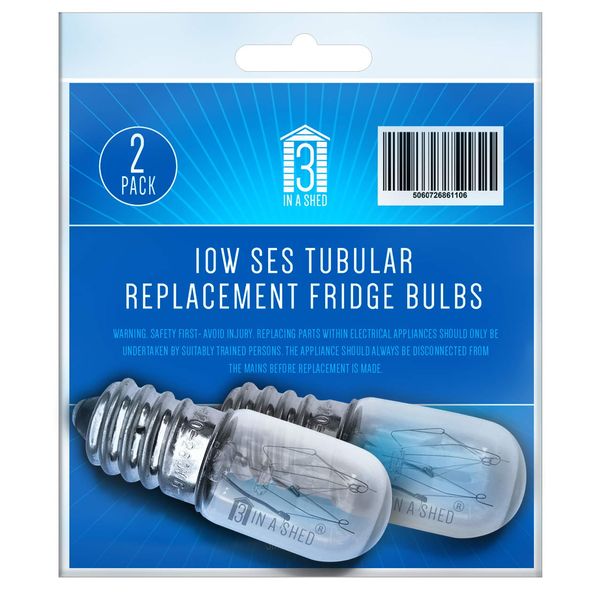 3 IN A SHED 2 X 10 WATT Universal Fridge Lamp Bulb with SES E14 Fitting Thread