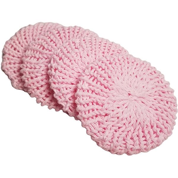Double Knitted Facial Scrubbies Scrubbers 5 Pack Pink Cotton