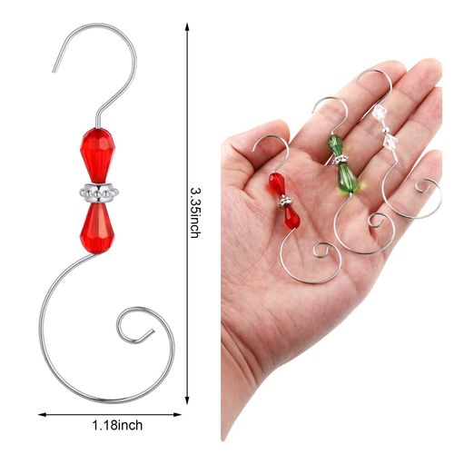 Ripeng Christmas Ornament Hook Acrylic Wire Ornament Hook Christmas Acrylic decoration for Tree Hanger, Home Decor, 4 Styles