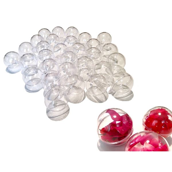 CRYSTAL KING 30 Stück Acrylkugeln 4cm Durchmesser durchsichtige Kugel Aufhängen transparent Dekokugel Bastel Set Christbaumkugeln Acrylkugel Teilbar befüllbare
