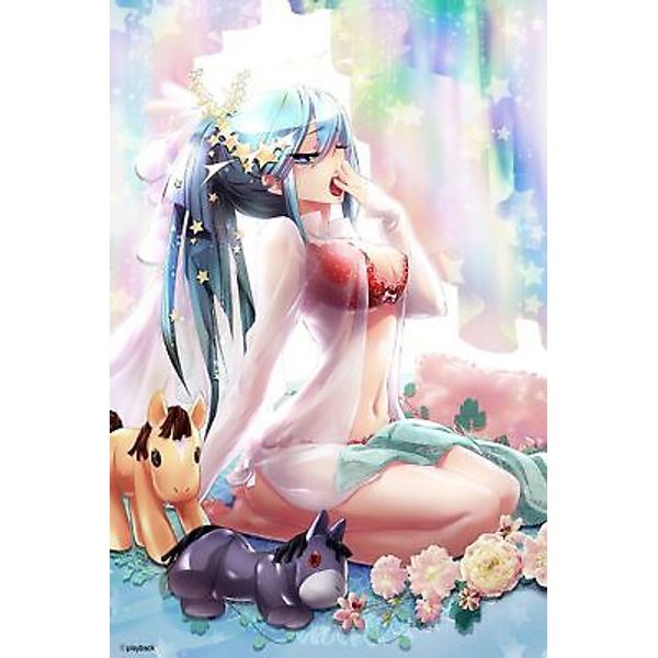 Anime toys animal blue hair long sleep stars rainbow  Custom Playmat Mat Pad