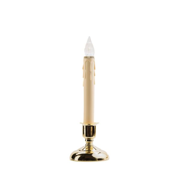 IMC Cape Cod B/O LED Window Candle w/ On/Off Sensor & Wax Drips- Brass Base