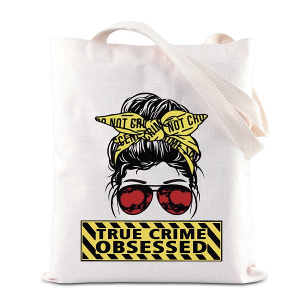 True Crime Junkie Tote Bag True Crime Show Lovers Gift Murderinos Gift Crime Podcasts Gift True Crime Obsessed Shoulder Bag For Fans, True Crime Tote, 32*37CM