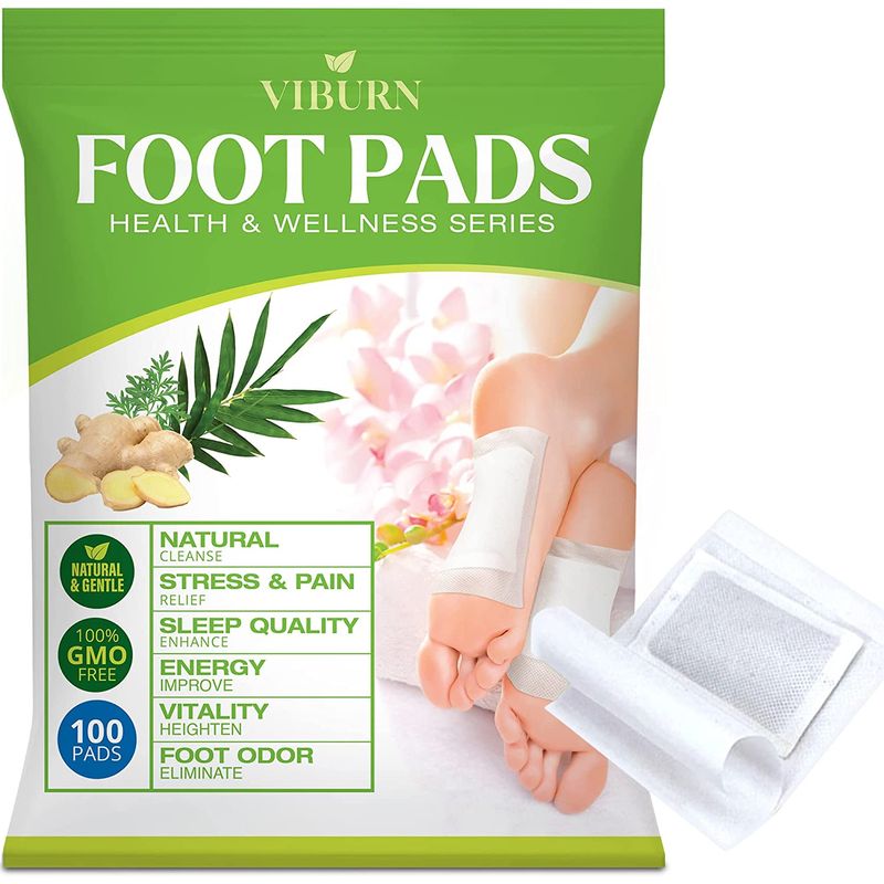 AOSORW 100 Pack Natural Foot Pads, Ginger Oil Bamboo Charcoal Foot Cleaner Pads, Deep Cleansing F...