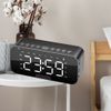Wireless Bluetooth Digital Mirror LED Alarm Clock with Speaker MP3 Player Black