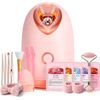 Facial Steamer Spa Kit with 17 Skin Care Tools, Nano Ionic Face Steamer for Deep