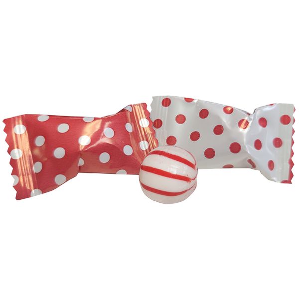 Peppermints 100 Count Wrapped in Red Polka Dot Candy Wrapper - Mint Candy for Giveaways and Trade Shows