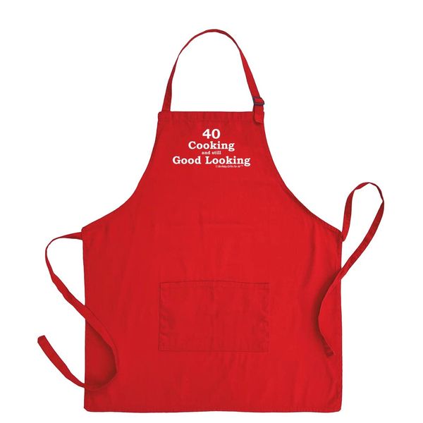 40th Birthday Cooking Still Good Looking 2 Pocket Apron Red