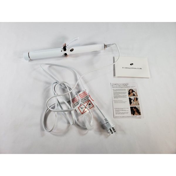 T3 SinglePass 1.25" Ceramic Curling Iron, White/Rose Gold, 1 1/4 inch 76550