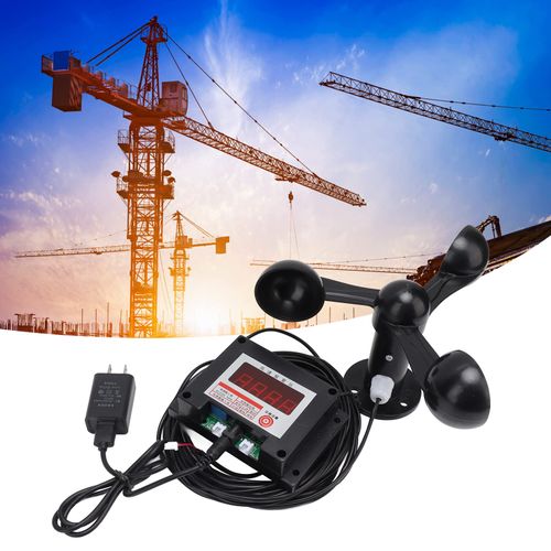 Tower Crane Smart Anemometer, ABS Housing Intelligent US Plug 100‑240V High Accuracy Tower Crane Wind Speed Meter for DIY