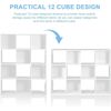 12 Cube Storage Wood Open Shelf Bookcase Display Compartments Organizer Cabinet
