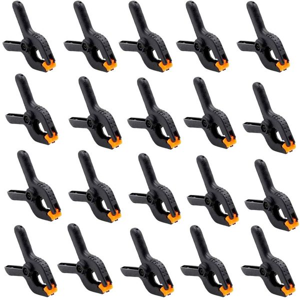 DRERIO 20 Pcs Clamps Mini Strong Spring Clamps Clips Nylon Wood Gripper Traceless Clamps Set for Home Improvement, Wood Working Projects and Photography Studios(2 inches)