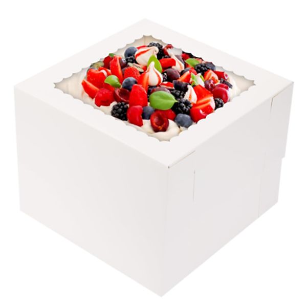 15Pcs Cake Boxes, 10X10X8 Inch Cake Box, White Bakery Boxes with Window, Cajas P