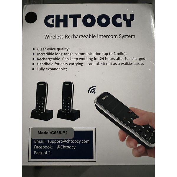 10 Channel Chtoocy Wireless Intercom System Rechargeable for House 1 Mile Range