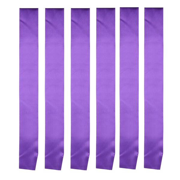 I-MART Blank Satin Sash, Princess, Beauty Queen, Homecoming, Winner, Mayor, Make Your Own Pins, Party Plain Pageant Sashes (Pack of 6, Purple)