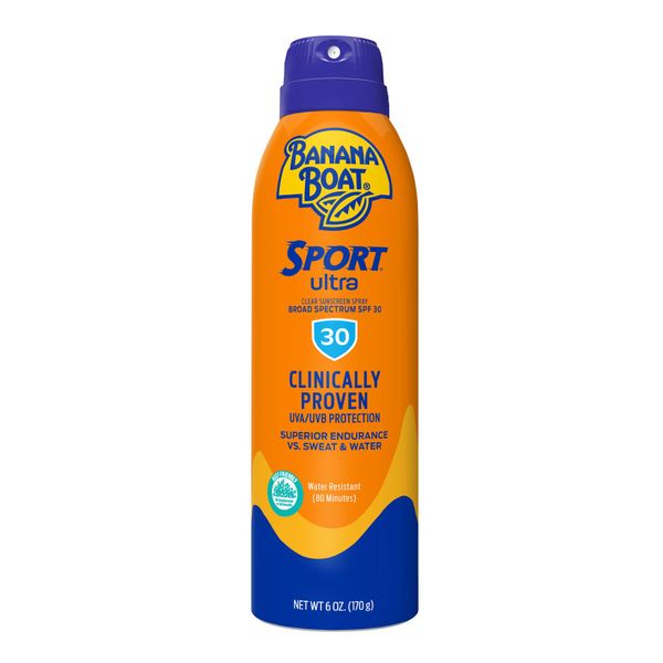 Banana Boat Sport Ultra SPF 30 Sunscreen Spray, 6oz | Banana Boat Sunscreen Spray SPF 30, Oxybenzone Free Sunscreen, Clear Sunscreen Sunblock, Spray On Sunscreen, Water Resistant Sunscreen, 6oz