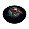 Christmas Santa Claus Flying on a Rocket PopSockets Swappable PopGrip