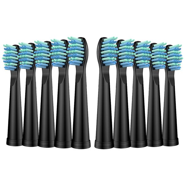 Replacement Toothbrush Heads for Fairywill, Electric Brush Heads Replacement for FW-507/508/515/551/917/959/D1/D3/D7/D8/2011, 10 Pack, Black…