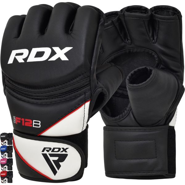 RDX MMA Gloves for Grappling Martial Arts Training, D. Cut Open Palm Maya Hide Leather Sparring Mitts, Perfect for Cage Fighting, Combat Sports, Punching bag, Muay Thai and Kickboxing