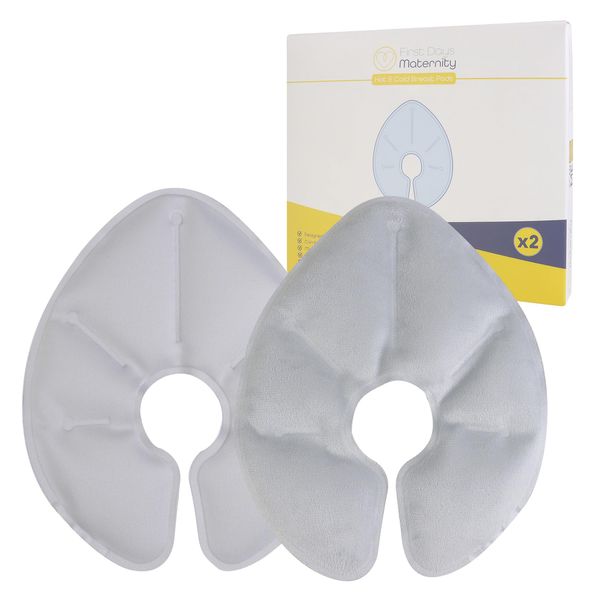 First Days Maternity Pack of 2 Breast Cooling Gel Pads - Hot & Cold Gel Packs for Breastfeeding Mums - Microwave and Freezer Safe - Can Also be Used for Body Aches, Pains, and Discomfort