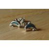 Sterling Silver TINY 6x9mm Light Blue Dolphin Porpoise Studs Stud Earrings!