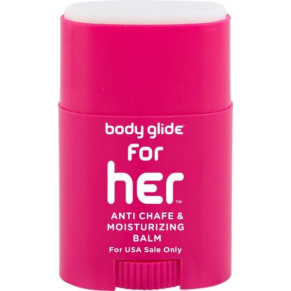 Body Glide For Her Anti Chafe Balm: anti chafing stick with added emollients. Prevent rubbing leading to chafing, raw skin, and irritation. Use for arm, chest, bra, butt, groin, and thigh chafing: 0.8oz