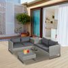 4pc Backyard & Deck Conversation Couch Set w/ Steel Frame & Wicker Design, Grey