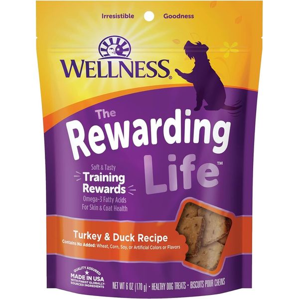 WELLNESS WellBites Turkey & Duck Recipe Soft & Chewy Dog Treats, 6 Ounce Bag