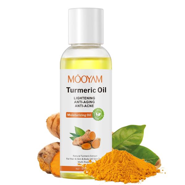 Turmeric Oil Organic for Skin Gua Sha, Turmeric Essential Oil Massage Oil for Body and Face, Dark Spots, Ance, Hair Care, Moisturize Serum Turmeric Body Oil After Shower(100ml)