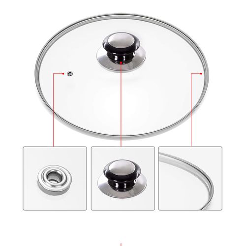 Bahob® Tempered Glass Saucepan Casserole Frying pan Lid Replacement Glass Lids for Pans Pots and Casseroles Pan Lid Knobs With Screws 14CM to 36CM (24 CM)