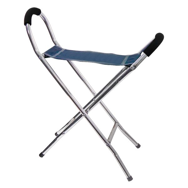 Leisurewize - Portable Blue Folding Walking Stick & Chair, Lightweight Alloy Frame - Foam Padded Handles (LW10)