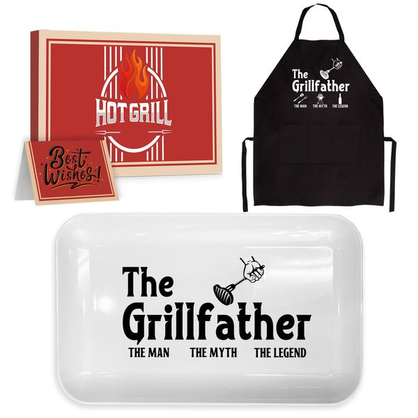 JNDJE Gifts for Dad, Christmas Grill Platter Gift BBQ Grillfather Grilling Barbecue Serving Tray Plate Dishes, Dad Birthday Gift for Salads Desserts Charcuterie Outdoor Indoor Cooking Fathers Day