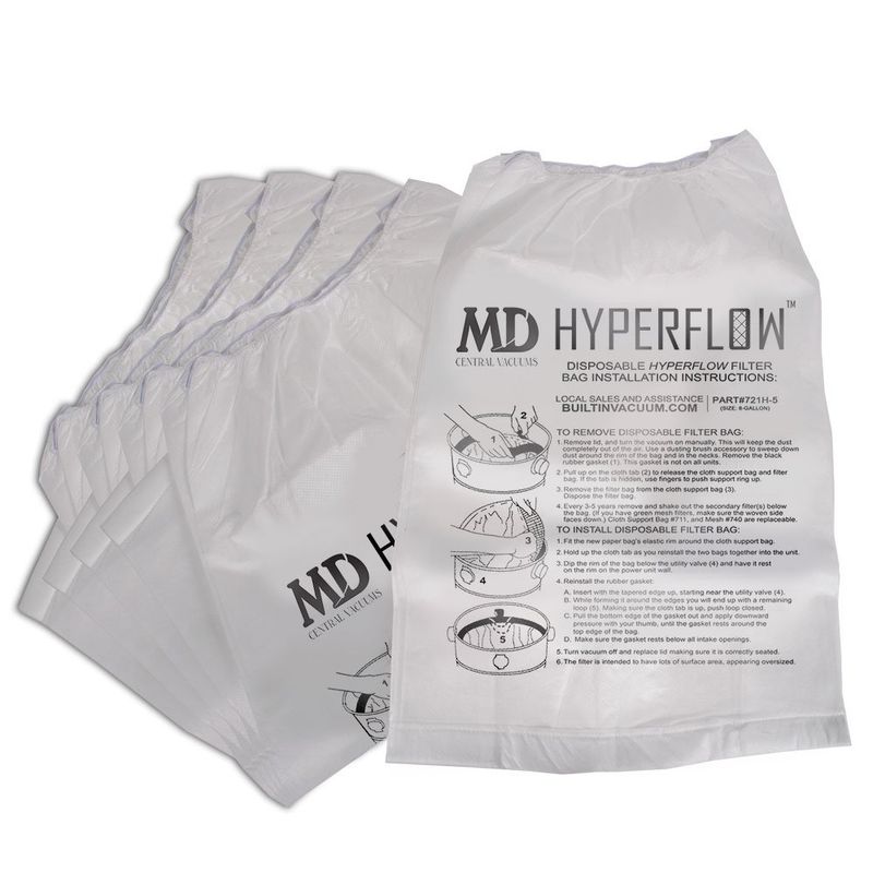 720H-5 Paper Bag, Silent Master Central Vac 8-Gallon 5Pk, 8