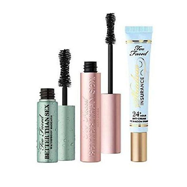 Moist Moist Too Face Sex Rain Ona Shake Mascara Set Black Full Size Regular/Mini Waterproof Plus Shadow Insurance Primer