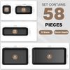 58Pcs 5 Sizes Tool Box Organizer Tray Divider Set Black Desk Drawer Organizer