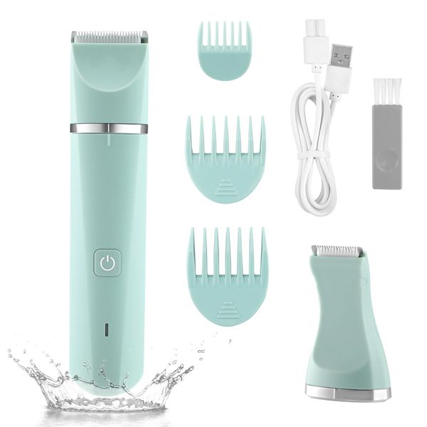 Electric Razor for Women Bikini Trimmer Rechargeable Electric Shaver for Legs Arms Pubic Body Hair Trimmer for Men and Women Hair Removal with Snap-In Ceramic Blades IP7X Washable Head,Wet and Dry Use