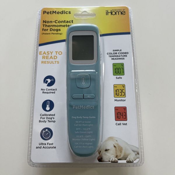 New PetMedics Dog Thermometer Non Contact Thermometer for Dogs Powered By iHome