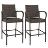 2PCS Rattan Wicker Bar Stool Outdoor Backyard Patio Furniture Chair with Armrest